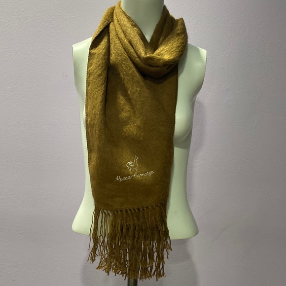 New Alpaca Camargo Woven 100% Alpaca Fringe Camel Brown Scarf Made in Peru ! - Picture 6 of 10